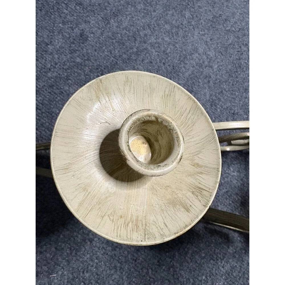 Vintage 6 candle holder Metal Table Candelabra  Scone Gold Brushed Beige 31